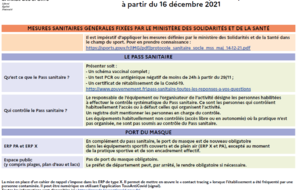 Décisions sanitaires applicables au sport à partir du 16/12/2021